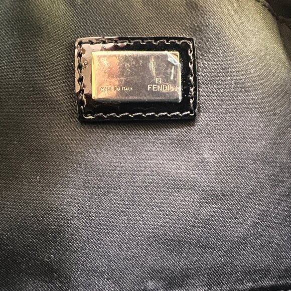Authentic Fendi Black Patent Leather Trimmed Fabric Shoulder Bag - Picture 13 of 15